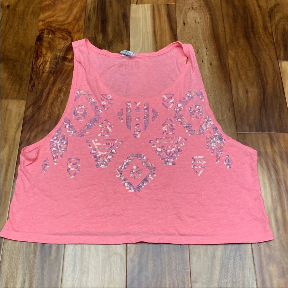 PINK Sequin Crop Top Tank